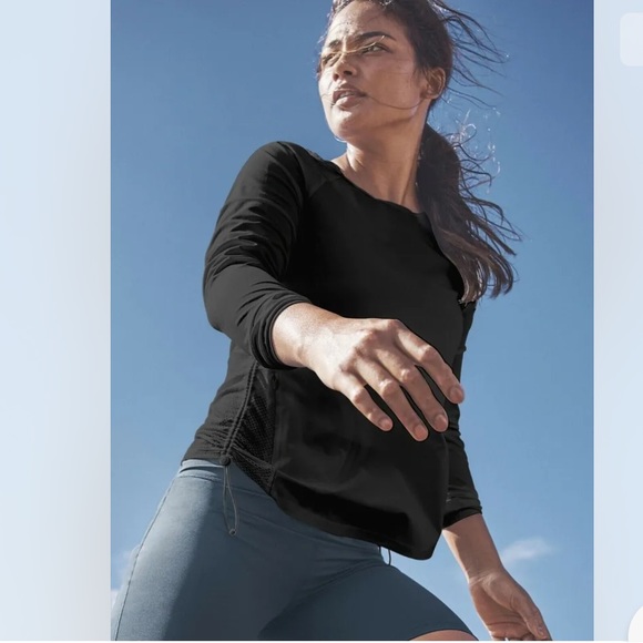 Athleta Yosemite Long Sleeve Black Top Size Large - Picture 4 of 4